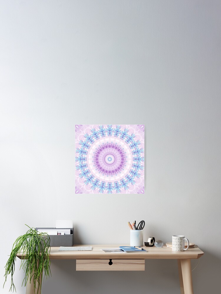 Alternate view of Pastel Purple and Blue Mandala Poster
