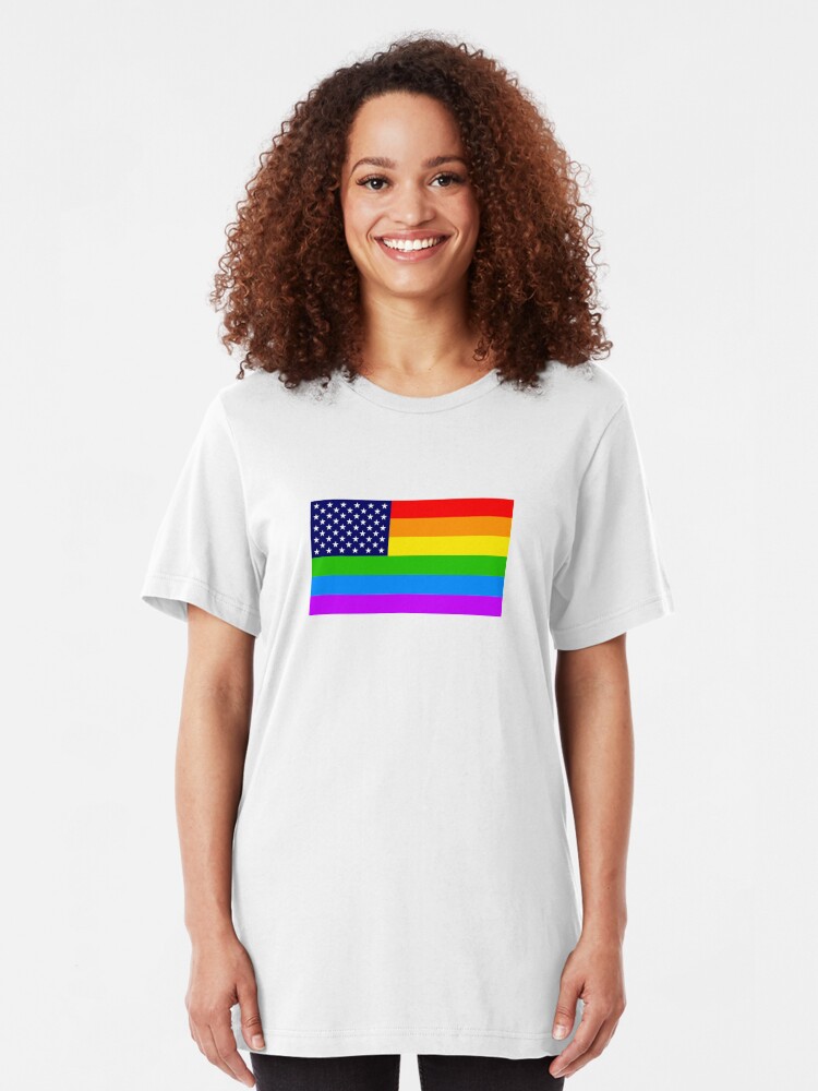 Alternative Ansicht von Gay USA Rainbow Flag - American LGBT Stars and Stripes Slim Fit T-Shirt