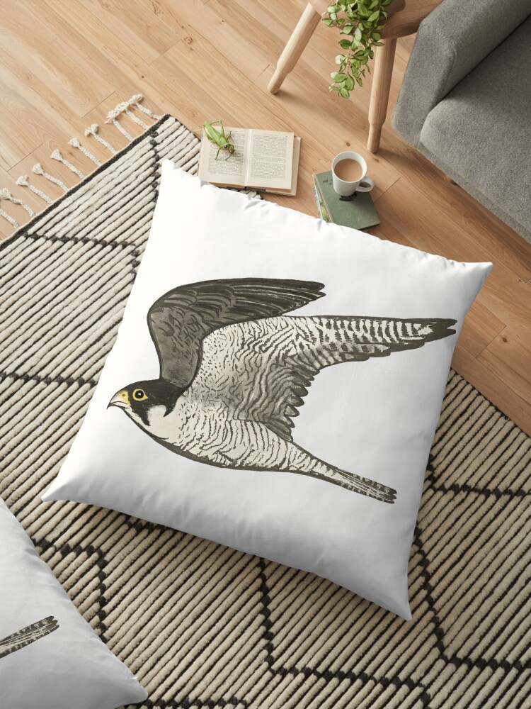 Peregrine Falcon Colored Pencil Art Floor Pillow By Shoshannahscrib