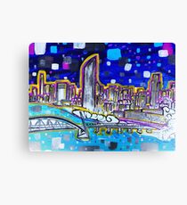 Vibrant Brisbane River Painting Canvas Print