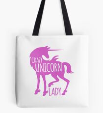 Crazy Unicorn lady in purple Tote Bag