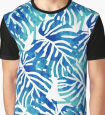 Tropische Blätter - blaue Zusammenfassung Grafik T-Shirt