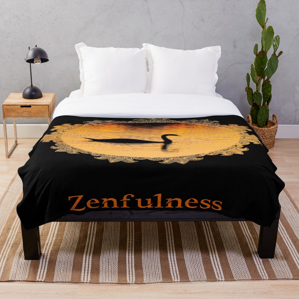 Zenfulness - The Golden Swan on a throw blanket