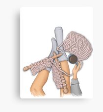 Knitting women winter Metal Print