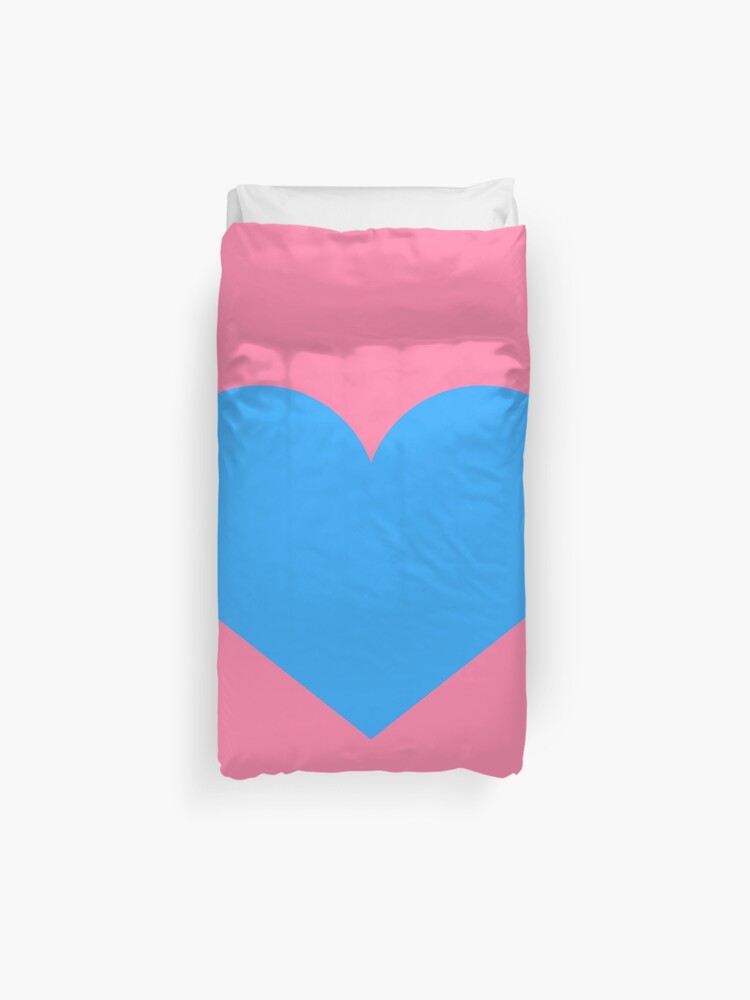 Pink With Turquoise Heart Duvet Cover By Elaphushouse Redbubble