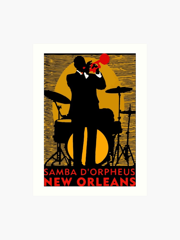 vintage new orleans jazz poster samba dorpheus original artwork tshirts prints posters bags men women kids art print vintage jazz posters
