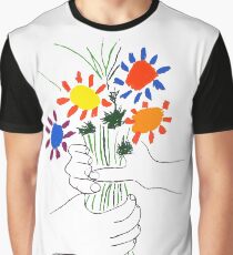 Camiseta gráfica Pablo Picasso Bouquet Of Peace 1958 (Bouquet de flores con manos), camiseta, ilustraciones