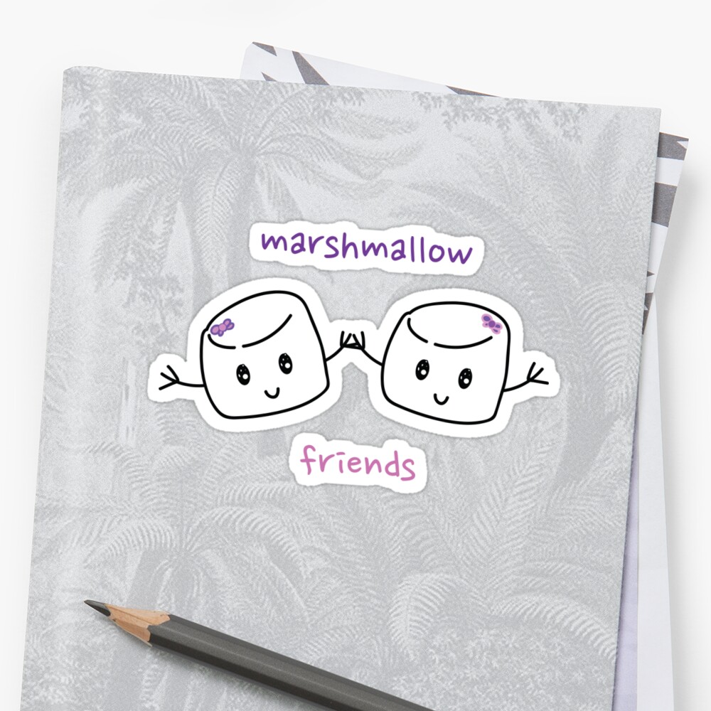 Marshmallow Friends Stickers By Cagefree Chicks Redbubble