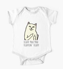 Fluff You You Fluffin 'Fluff, Lustiger unhöflicher Mittelfinger-Kitty mit Haltung, verrückte Katzendame, fluff you; Baby Body Kurzarm