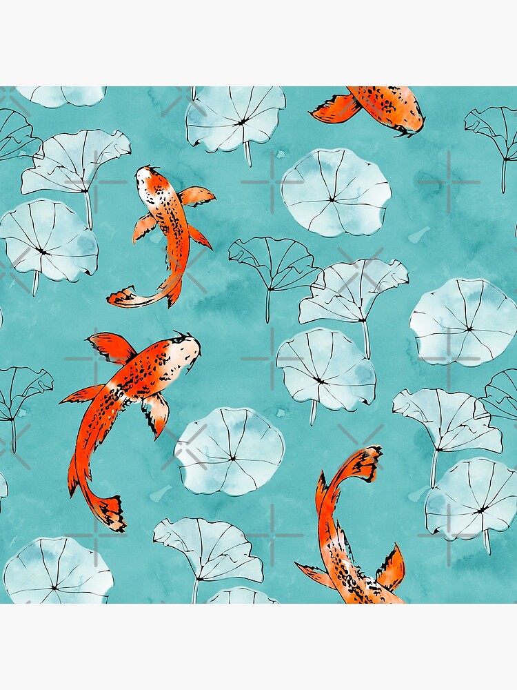 Waterlily koi in turquoise by adenaJ
