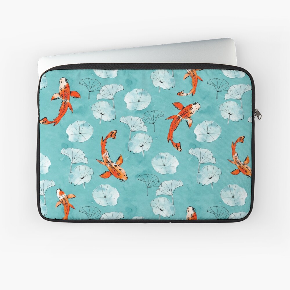 Waterlily koi in turquoise Laptop Sleeve