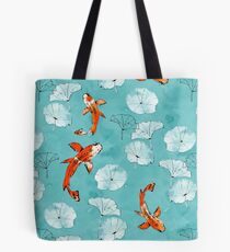 Waterlily Koi in Türkis Tote Bag