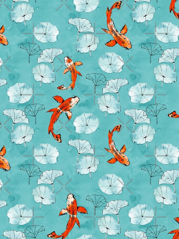 Waterlily koi in turquoise by adenaJ