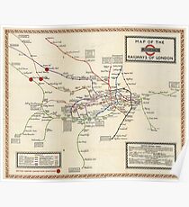 Vintage Map of The London Underground (1923) Poster