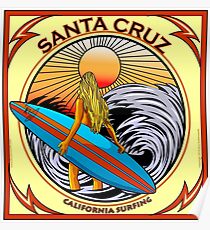 SANTA CRUZ CALIFORNIA SURFING Poster