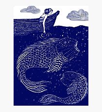 The Blue Shimmering Sea Lights Photographic Print