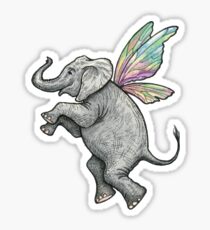 Happy Fairy Elephant in Flight Sticker