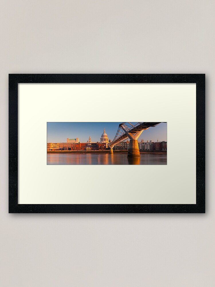 Alternate view of UK, London, St. Paul's Cathedral and Millennium Bridge over River Thames Alan Copson © 2010 (20046-04) Framed Art Print