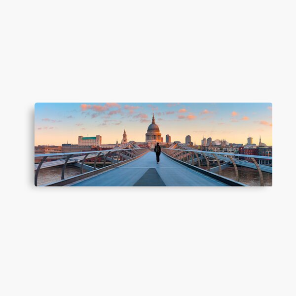 UK, London, St. Paul's Cathedral and Millennium Bridge over River Thames Alan Copson © 2010 (20038-04) Canvas Print