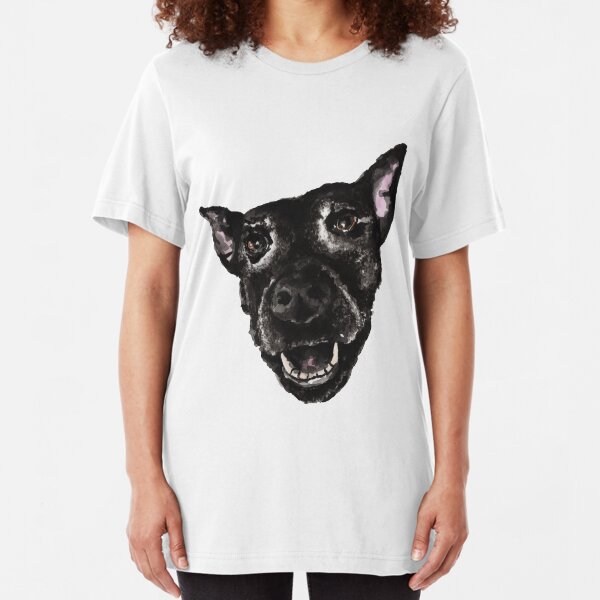 Sascha the Happy Dog Portrait in Ink Slim Fit T-Shirt