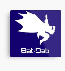 White Bat-Dab (with Text) Metal Print
