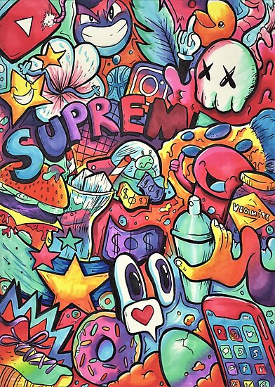 "SUPREME // Copic Marker Doodle" Photographic Print by EadanShamir