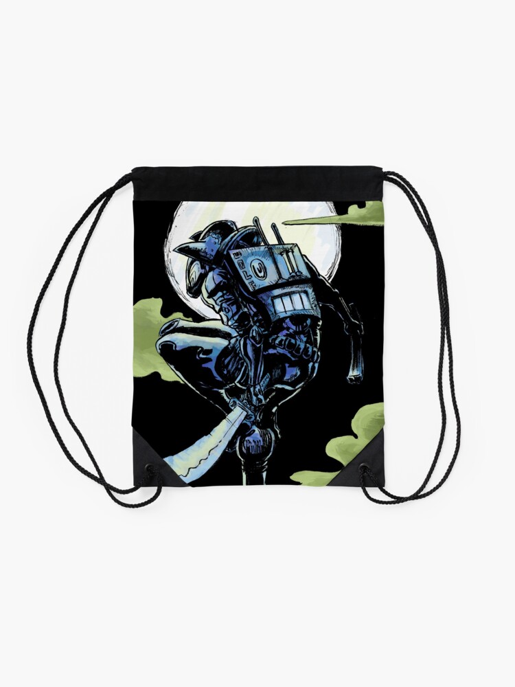Alternate view of Blue - The Big Bad Wolf Drawstring Bag