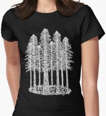 Coastal Redwoods Cathedral Ring Sketch - White Women's Fitted T-Shirt