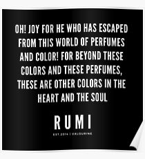 Rumi Zitat | Oh! Freude für den, der aus dieser Welt der Düfte und Farben entkommen ist! Poster