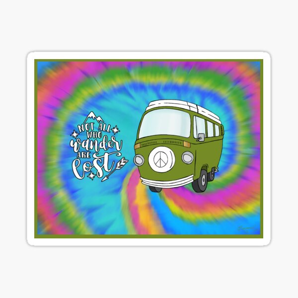 VW Peace Bus Not All Who Wander Are Lost Sticker