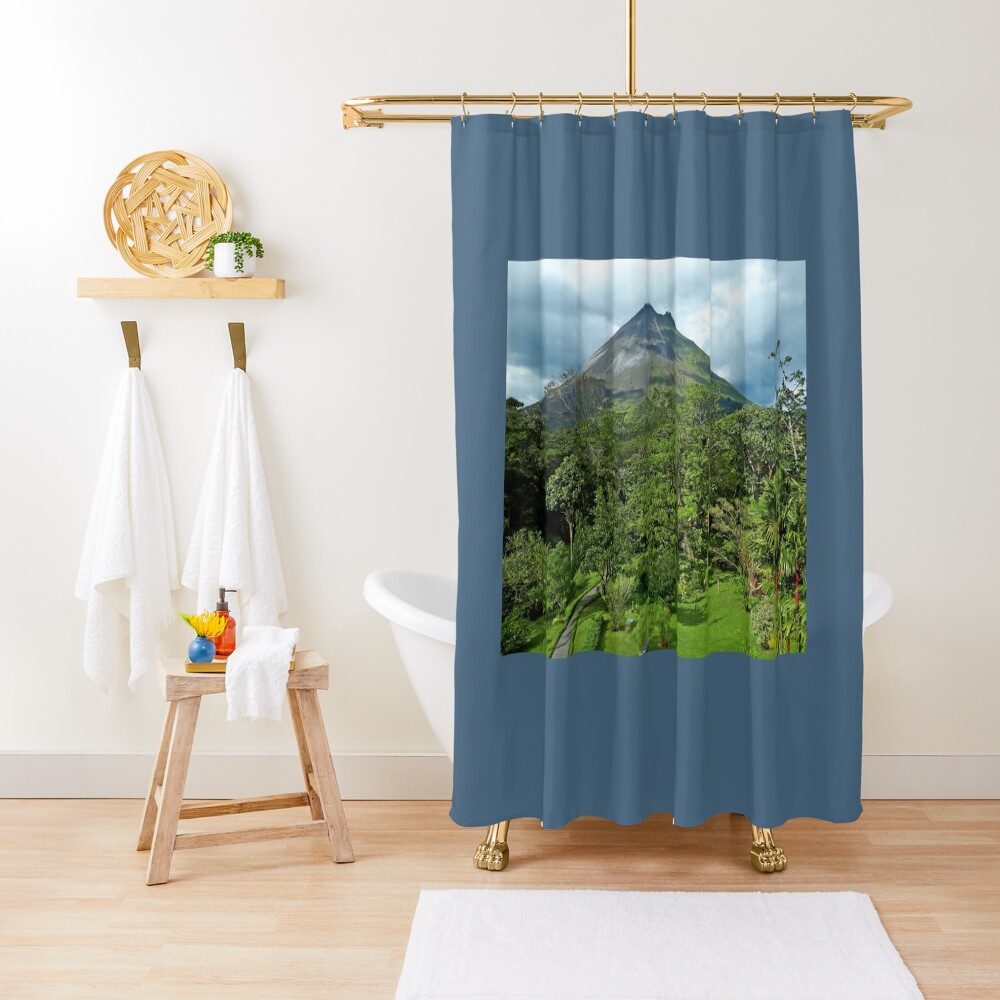 Arenal Volcano Garden View Shower Curtain