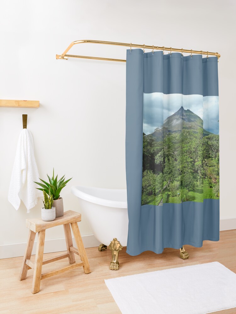 Alternate view of Arenal Volcano Garden View Shower Curtain