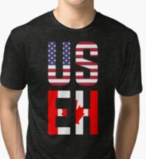 USEH America Canada Flag Funny American Canadian Tri-blend T-Shirt