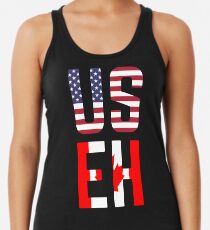 USEH America Canada Flag Funny American Canadian Racerback Tank Top