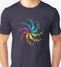Color: Dolphin Rainbow Pinwheel Unisex T-Shirt