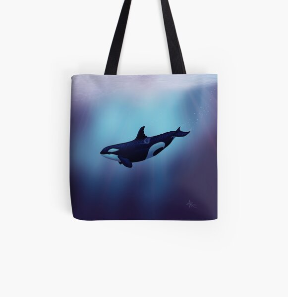 "Lost in Fantasy" by Amber Marine ~ orca / killer whale art, © 2015 All Over Print Tote Bag