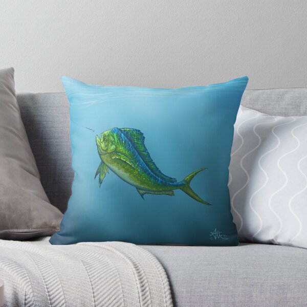 "El Dorado" by Amber Marine ~ mahi mahi / dolphin fish art, © 2015 Throw Pillow