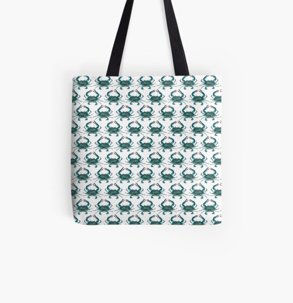 Pattern: Blue Crab Fest! ~ watercolor art by Amber Marine, © 2013 All Over Print Tote Bag