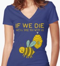 Save The Bees T Shirt Women's Fitted V-Neck T-Shirt