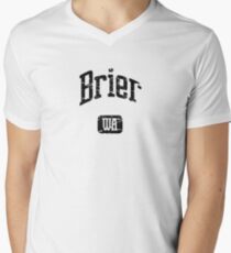 Brier Washington WA Vintage Style Faded Tee from Hometown Tees V-Neck T-Shirt