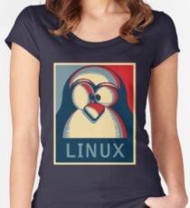 Linux tux penguin obama poster logo Women's Fitted Scoop T-Shirt
