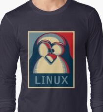 Linux tux penguin obama poster logo Long Sleeve T-Shirt