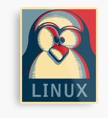 Linux tux penguin obama poster logo Metal Print