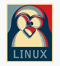 Linux tux penguin obama poster logo Photographic Print