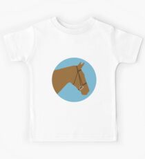 Minimalist Horse → Brown/Blue Kids Tee