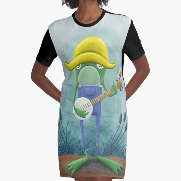 Bayou Banjo Frog Graphic T-Shirt Dress