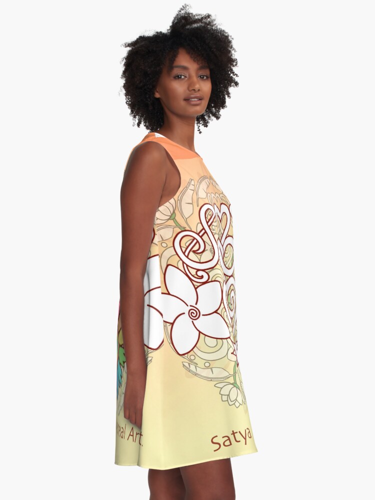 Alternate view of Orange Enlighten Love Mandala A-Line Dress
