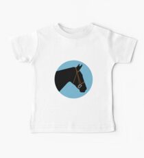 Minimalist Horse → Black/Blue Baby Tee