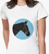 Minimalist Horse → Black/Blue Women's Fitted T-Shirt