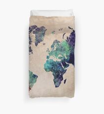 World Map cold World Duvet Cover
